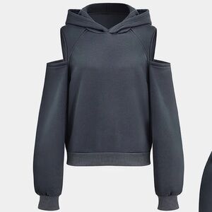 208. Micas Solid Hooded Cut Out Sweatshirt 3xl